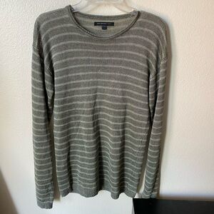 John Varvatos Men’s Linen Knit Pullover Striped Sweater Green Size S
